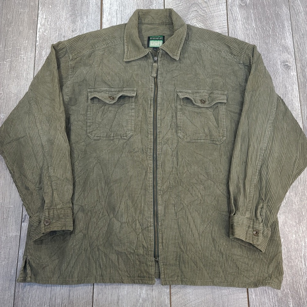 Bluenotes Mens XL Chunky Corduroy Cords Jacket Full Zip Brown Utility Y2K Retro